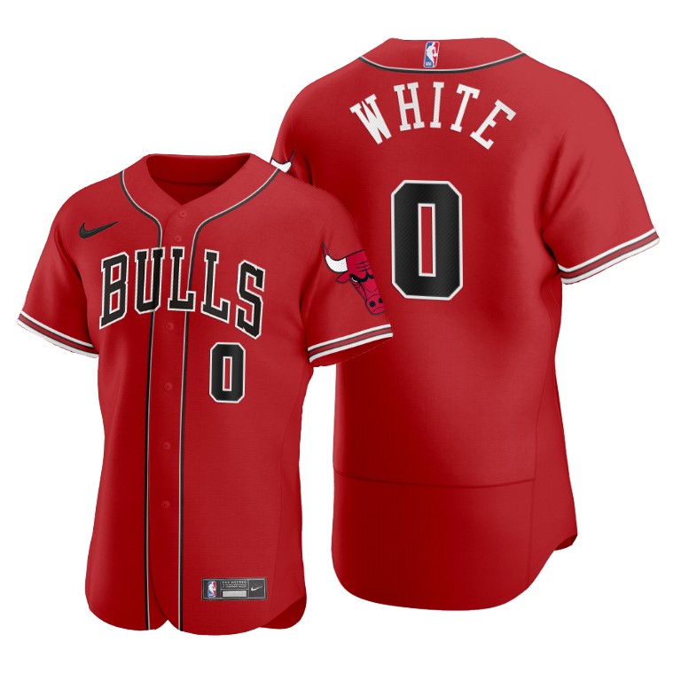 Men's Chicago Bulls #0 Coby White 2020 Red NBA X MLB Crossover Edition Stitched Jersey Men's Chicago Bulls #0 Coby White 2020 Red NBA X MLB Crossover Edition Stitched Jersey